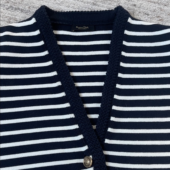 Massimo Dutti Striped Navy and White Short Sleeve Cardigan, Size Small - Picture 4 of 10